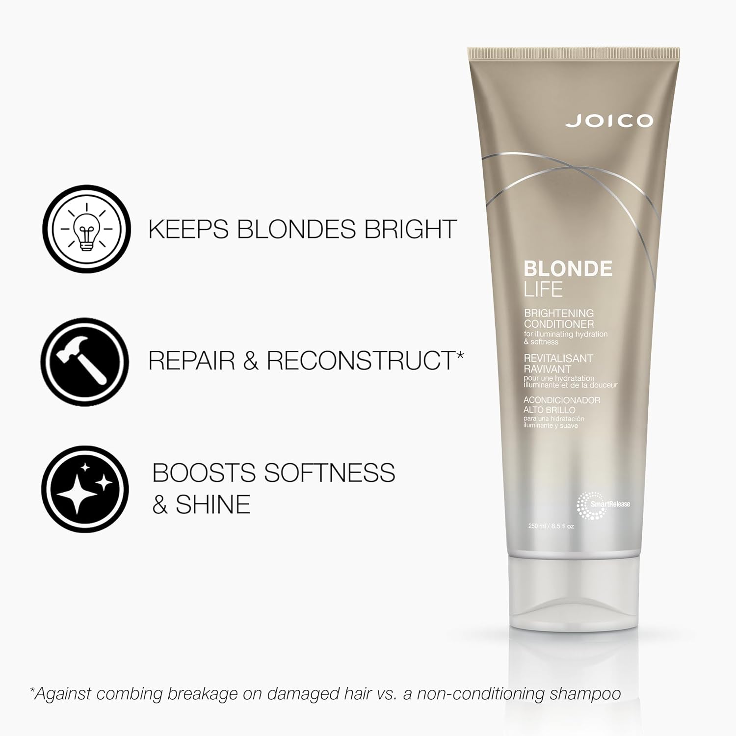 Joico Champú y acondicionador iluminador Blonde Life  Para cabello rubio  Añade suavidad y suavidad  Sin sulfatos  Con aceite de monoi y tamanu