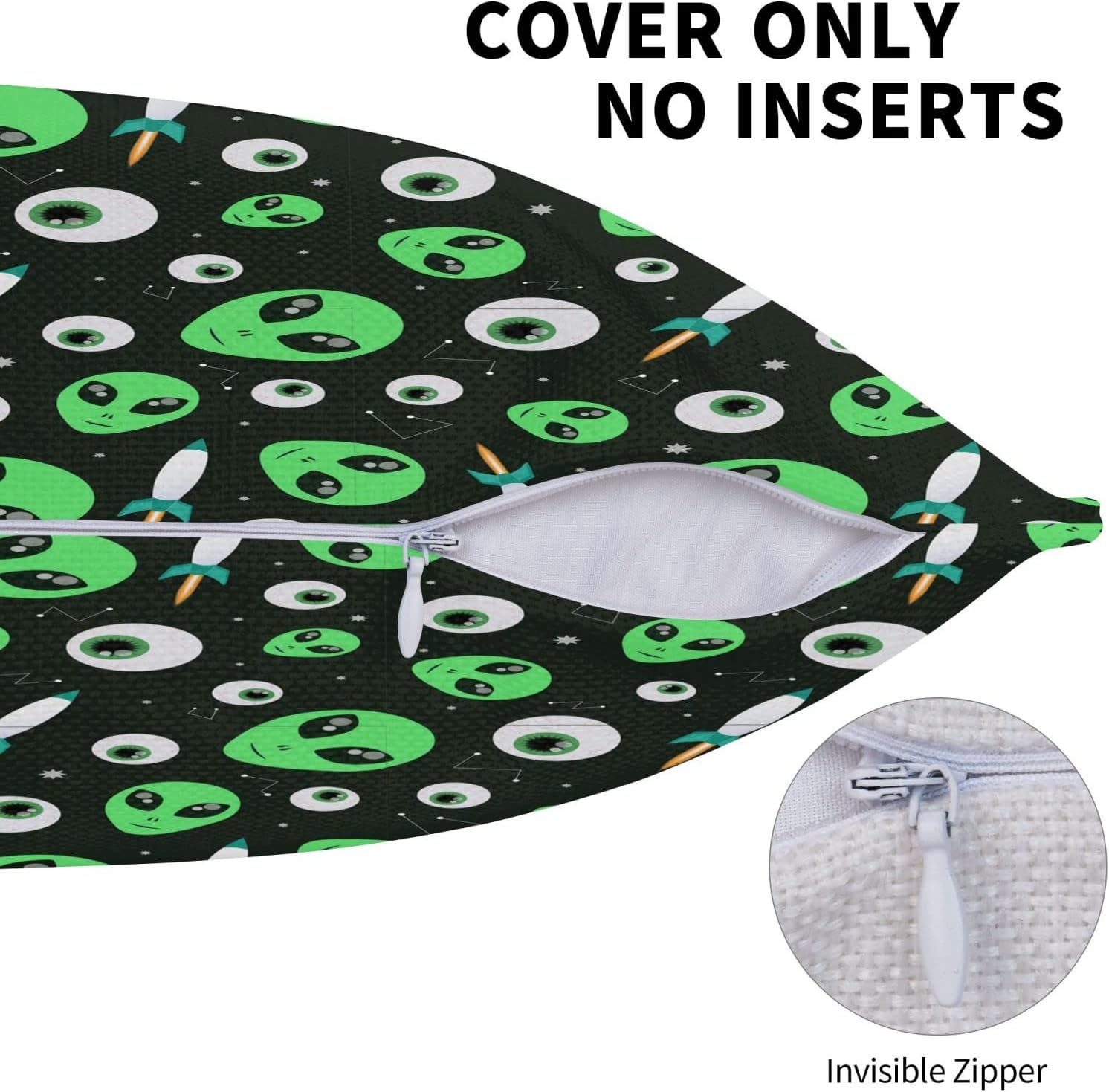 Alien – Funda de almohada cuadrada decorativa suave, funda de cojín, decoración del hogar para sofá, cama, silla, 20 x 20 pulgadas