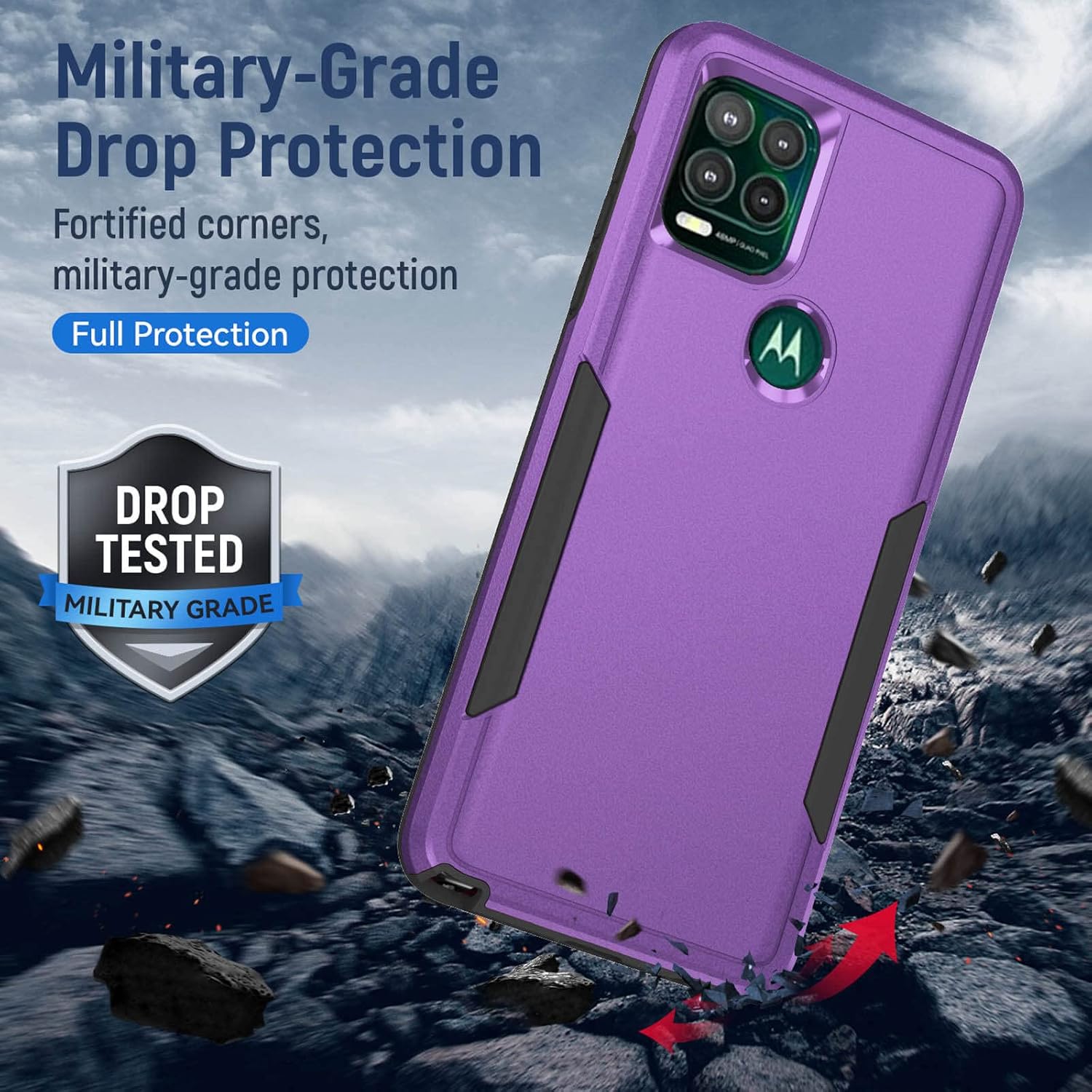 Funda compatible con Moto G Stylus 5G, parte trasera dura y diseño de TPU suave de doble capa, funda delgada, antiarañazos, protección de cuerpo
