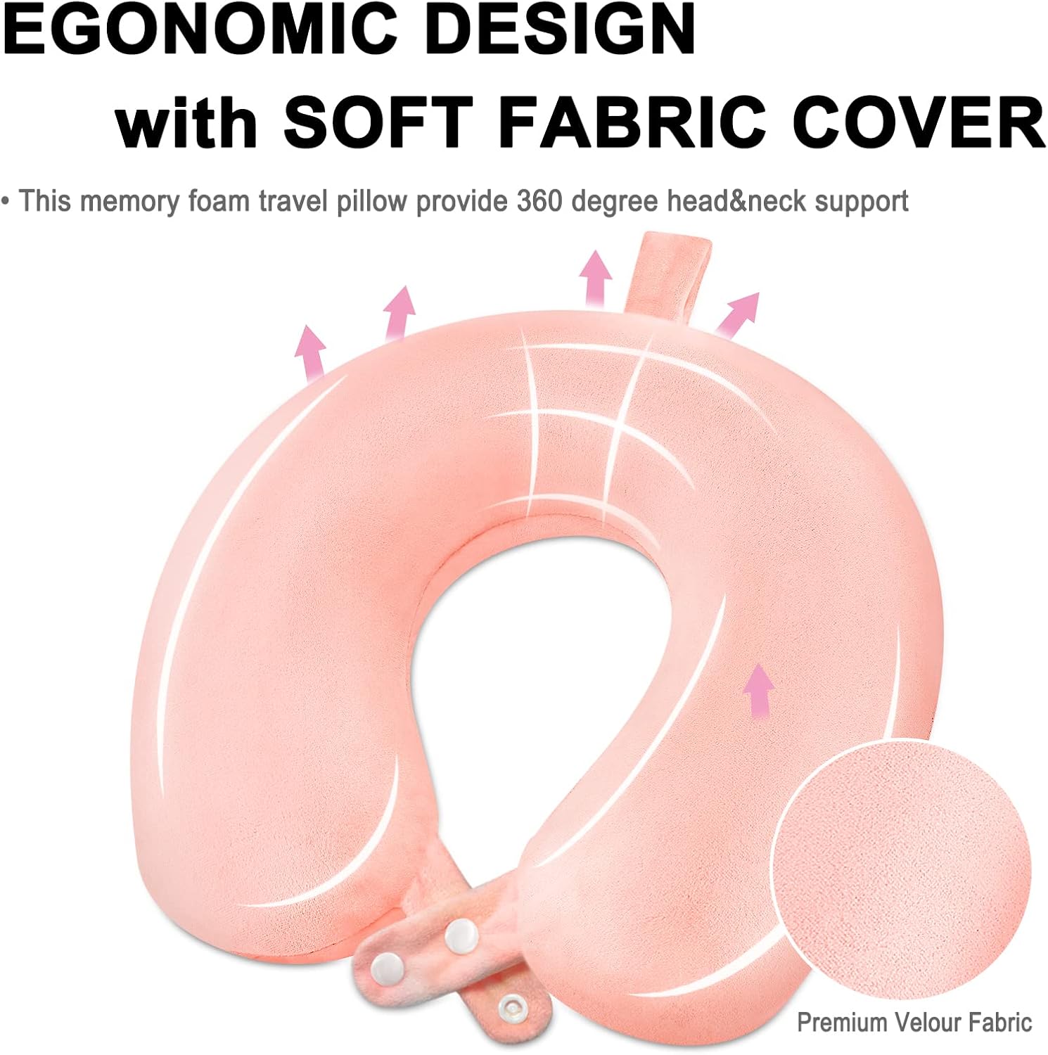 urnexttour Almohada de viaje, la mejor almohada de espuma viscoelástica para soporte de cabeza, almohada cervical de viaje suave para avión,