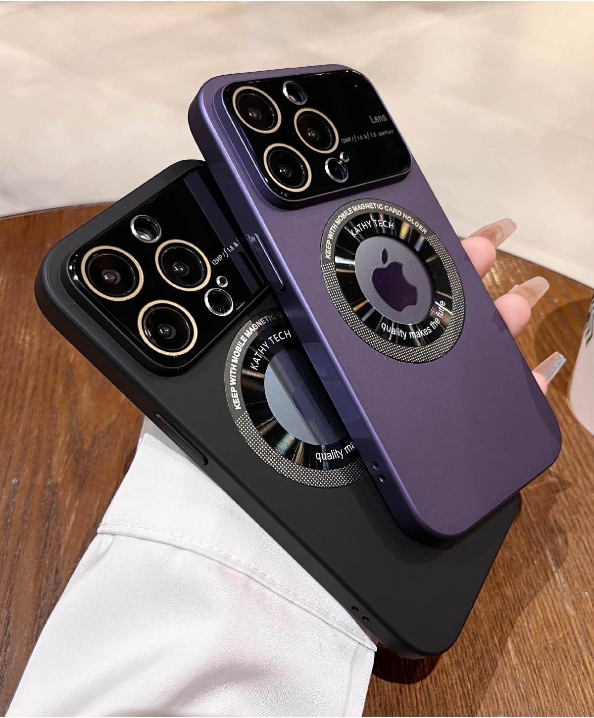 Funda magnética para iPhone 13 Pro, vista del logotipo, protector de cámara de lente de cristal de ventana, compatible con Magsafe, fundas duras a