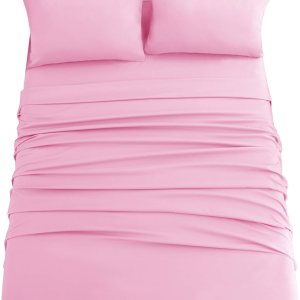 Ghooss Juego de sábanas de 4 piezas con bolsillo profundo, microfibra súper suave, transpirable, cálida, sin arrugas, sin decoloración, 4 piezas Ghooss Juego de sábanas de 4 piezas con bolsillo profundo, microfibra súper suave, transpirable, cálida, sin arrugas, sin decoloración, 4 piezas