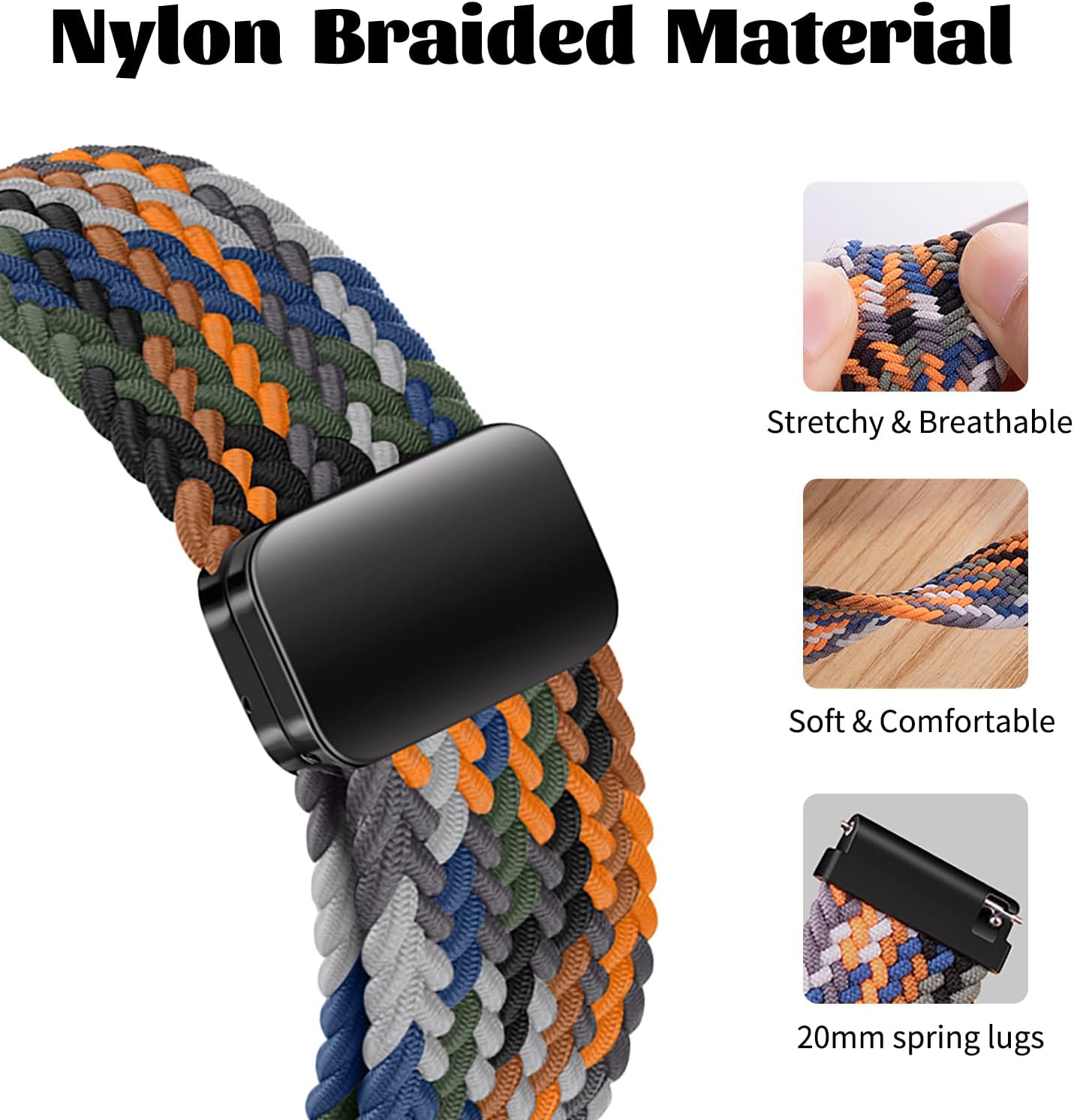 Correa magnética de 0.787 in compatible con Samsung Galaxy Watch 4 5 Pro 6 Band 1.575 in 1.732 in 1.772 inWatch 6 Classic 1.693 in 1.850 inWatch 4