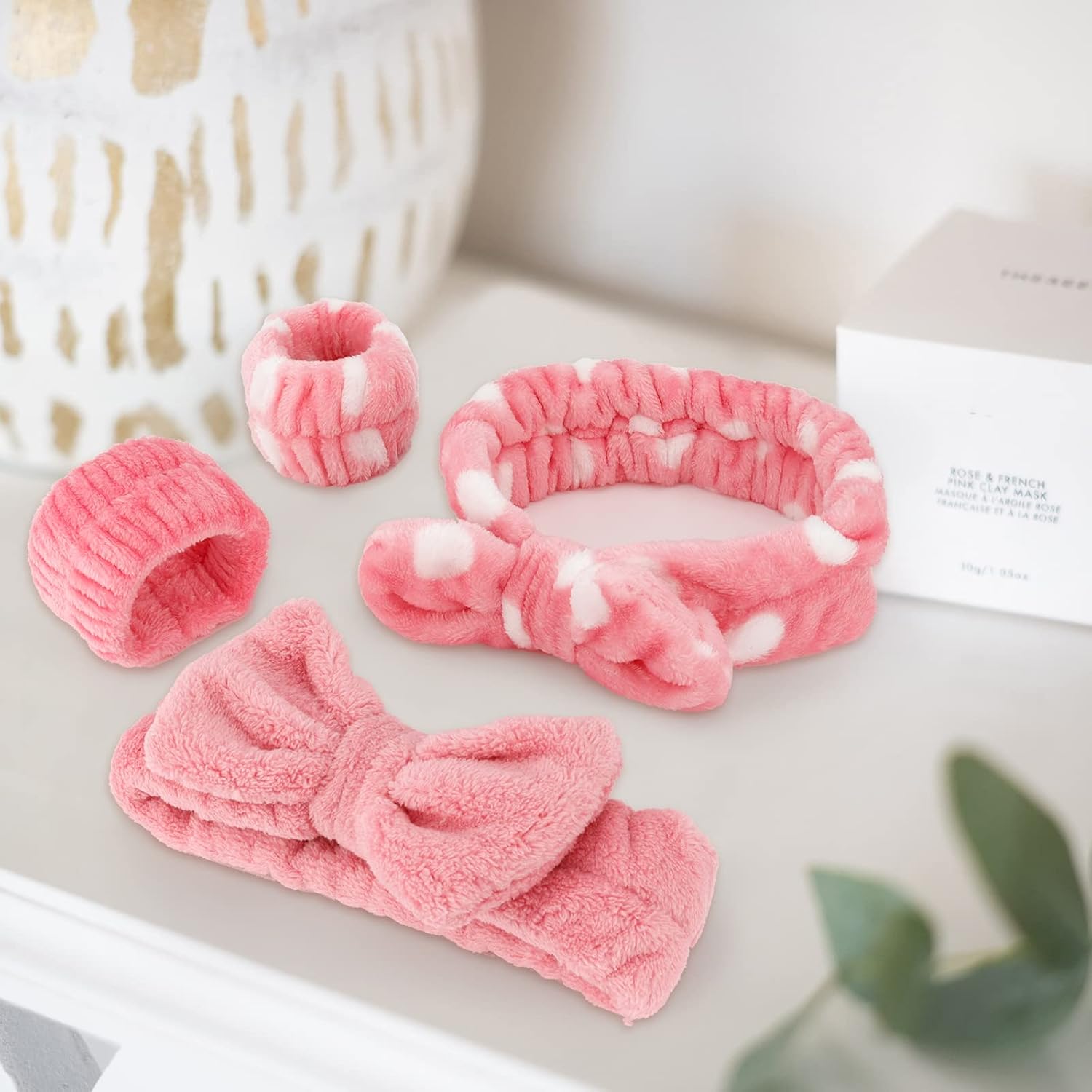 WHAVEL Juego de 6 diademas y muñequeras de spa, diadema para lavado de cara, para el cuidado de la piel, para lavar la cara