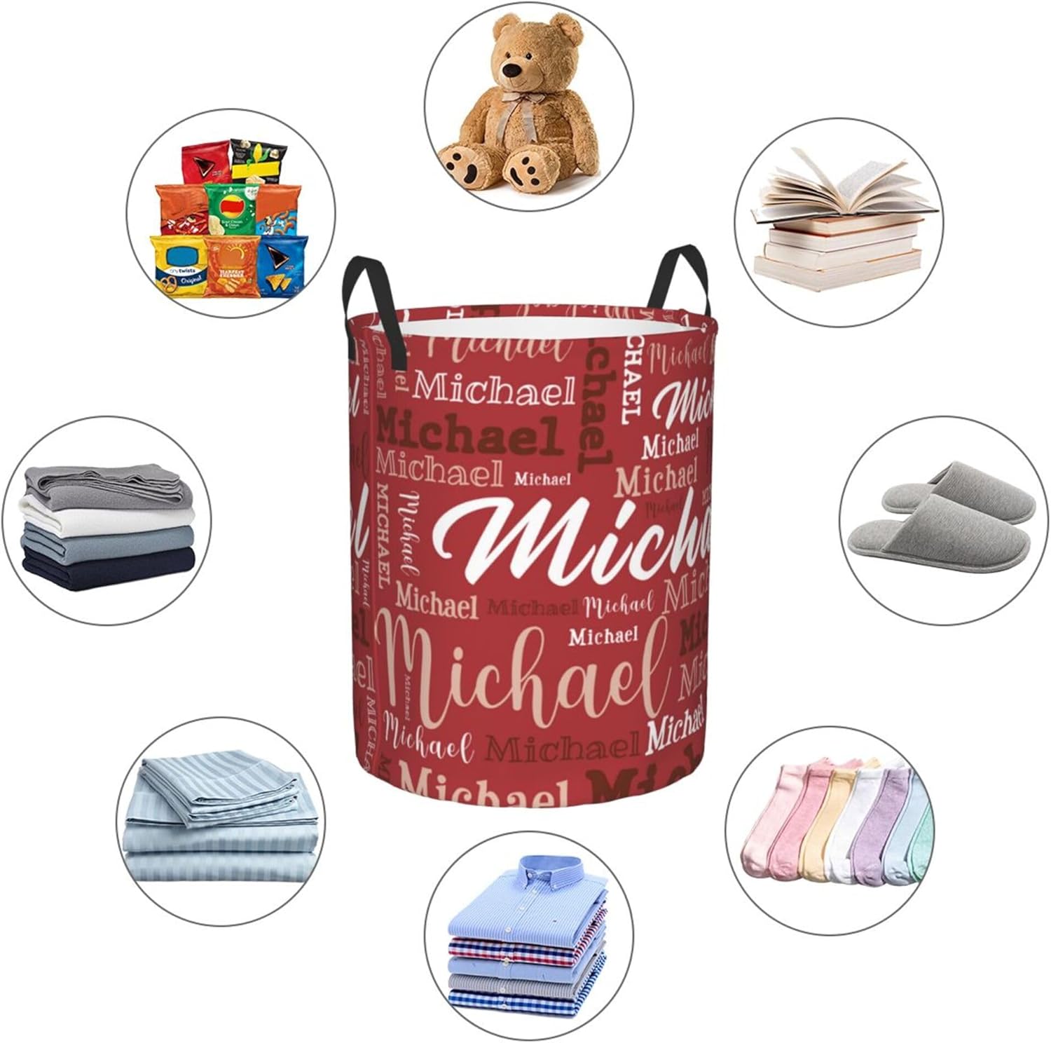 Cesta de lavandería con nombre personalizado, canasta impermeable personalizada con nombre, organizador de almacenamiento de ropa personalizado,