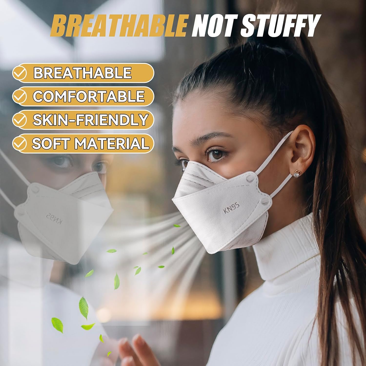 KN95 – Cubrebocas desechables para adultos, paquete de 100 mascarillas KN95 ajustables, protección de 5 capas, transpirable, cómodo, respirador,