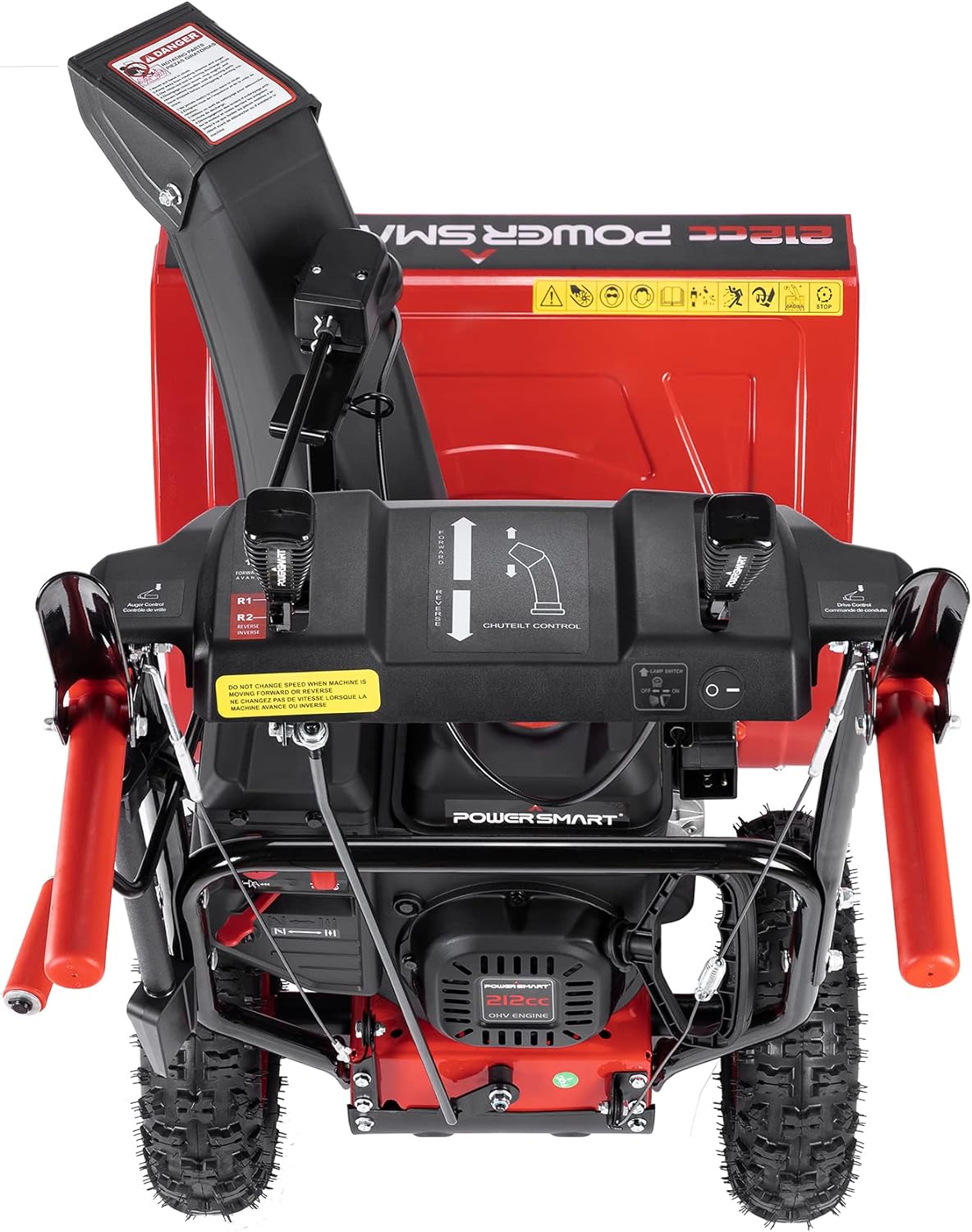 PowerSmart Soplador de nieve de 24 pulgadas, 2 etapas, motor de 212 cc, alimentado a gas con arranque eléctrico PS24