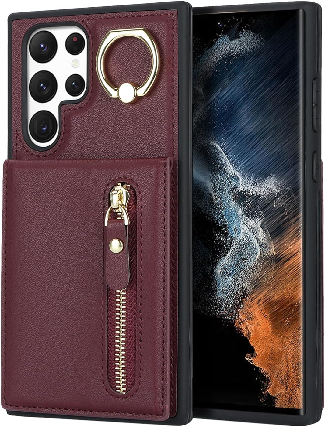 Jaorty Funda para teléfono Samsung Galaxy S22 Ultra con tarjetero, Galaxy S22 Ultra funda para mujer con ranura para tarjeta de identificación de