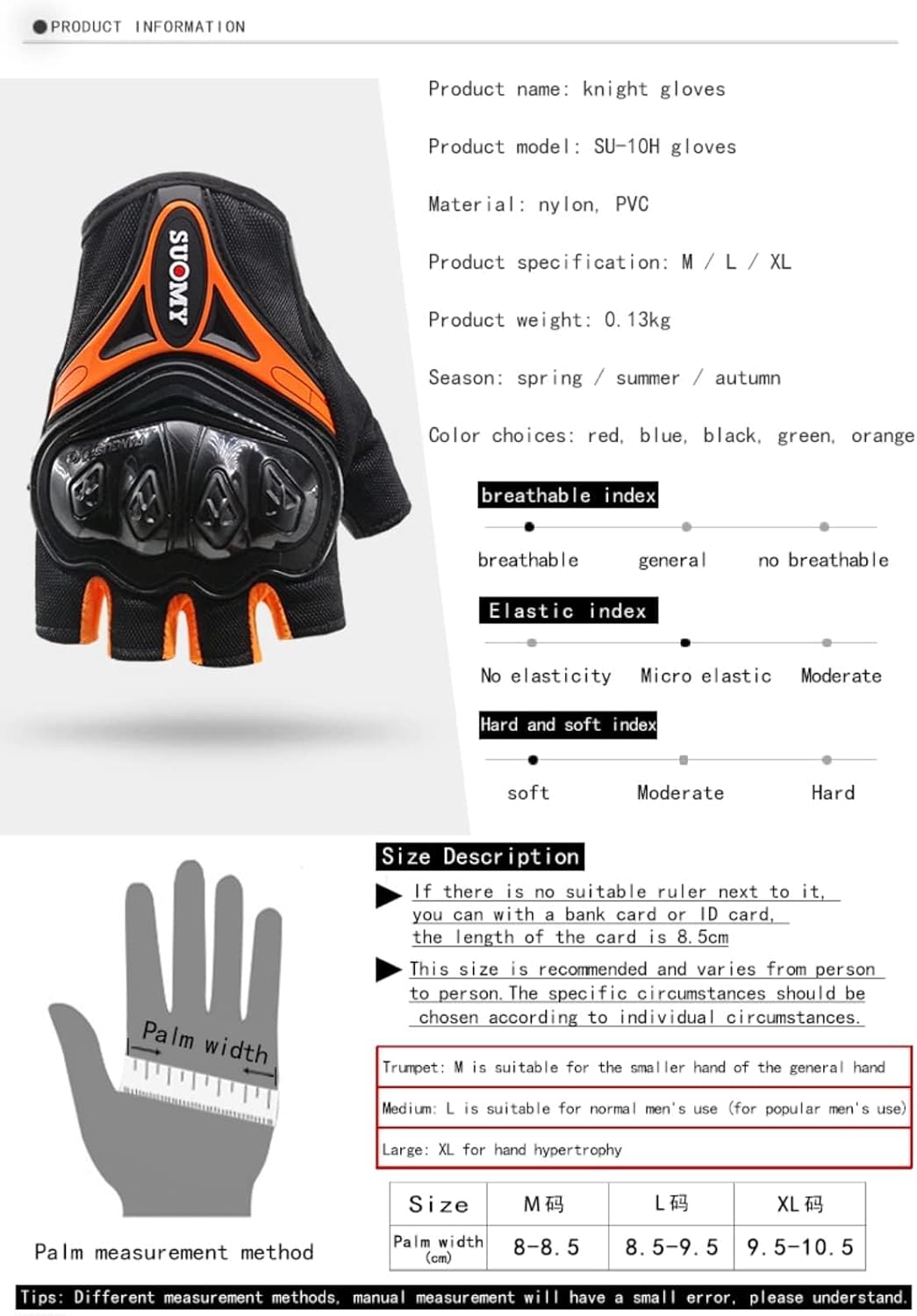 Guantes de motocicleta para hombre, medio dedo, malla transpirable, guantes de motocicleta para nudillos duros, para pantalla táctil, guantes