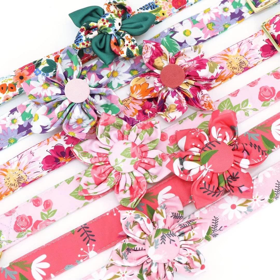 Beirui Lindos collares para perros pequeños, medianos y grandes, múltiples patrones florales, collares para mascotas con flores para bodas y
