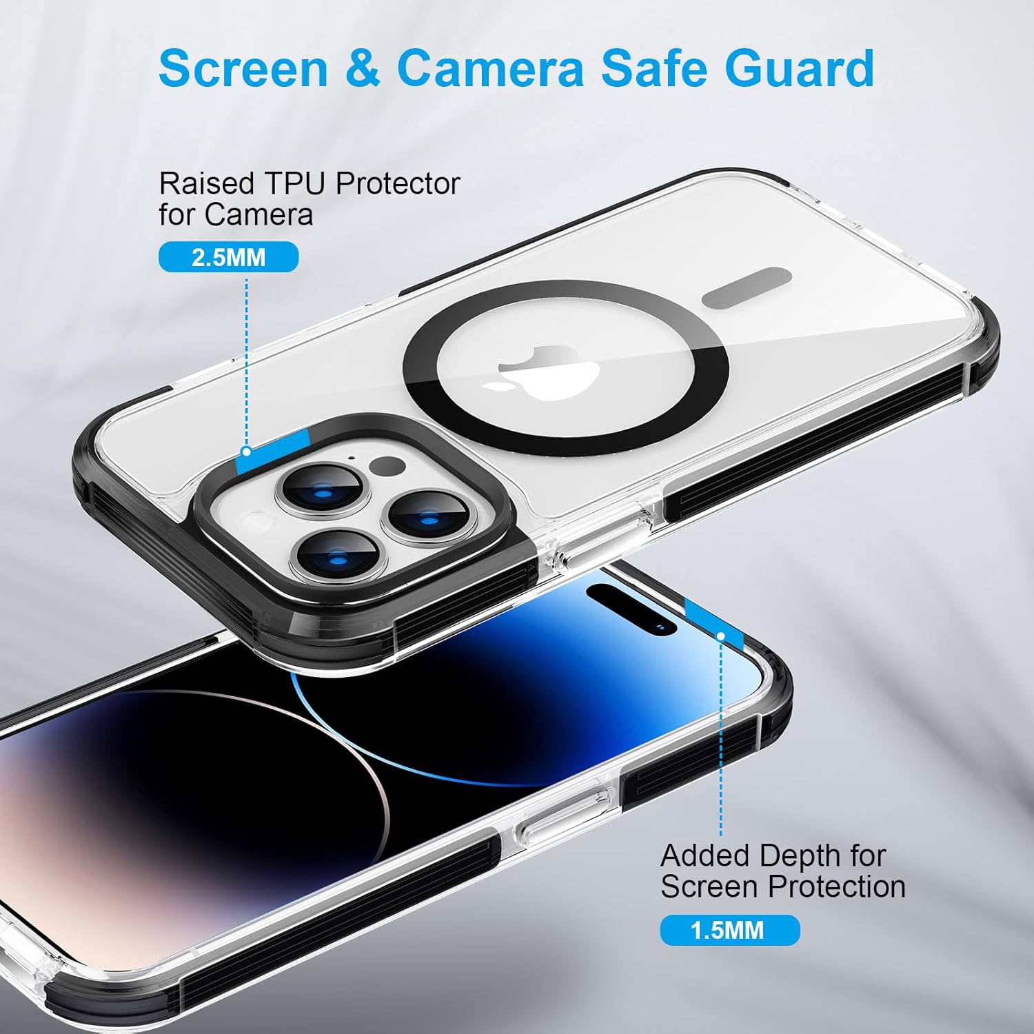 Moupiro Funda magnética para iPhone 15 Pro Max compatible con MagSafe búfer de esquina Funda suave y rígida que no se amarillenta para iPhone 15 Pro