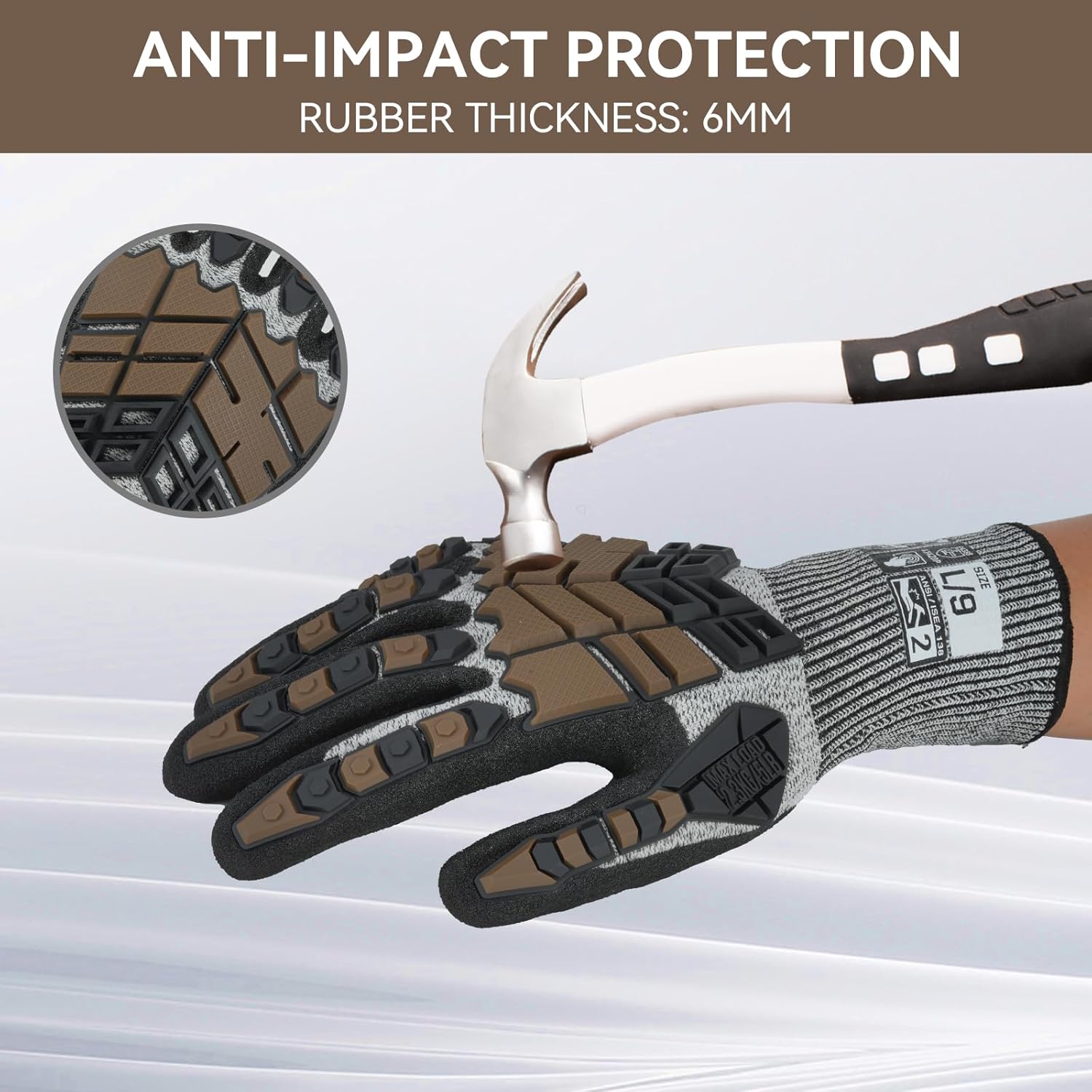 Graloky Guantes de trabajo de seguridad, guantes de impacto para hombres y mujeres, resistentes a los cortes, antideslizantes, resistentes con