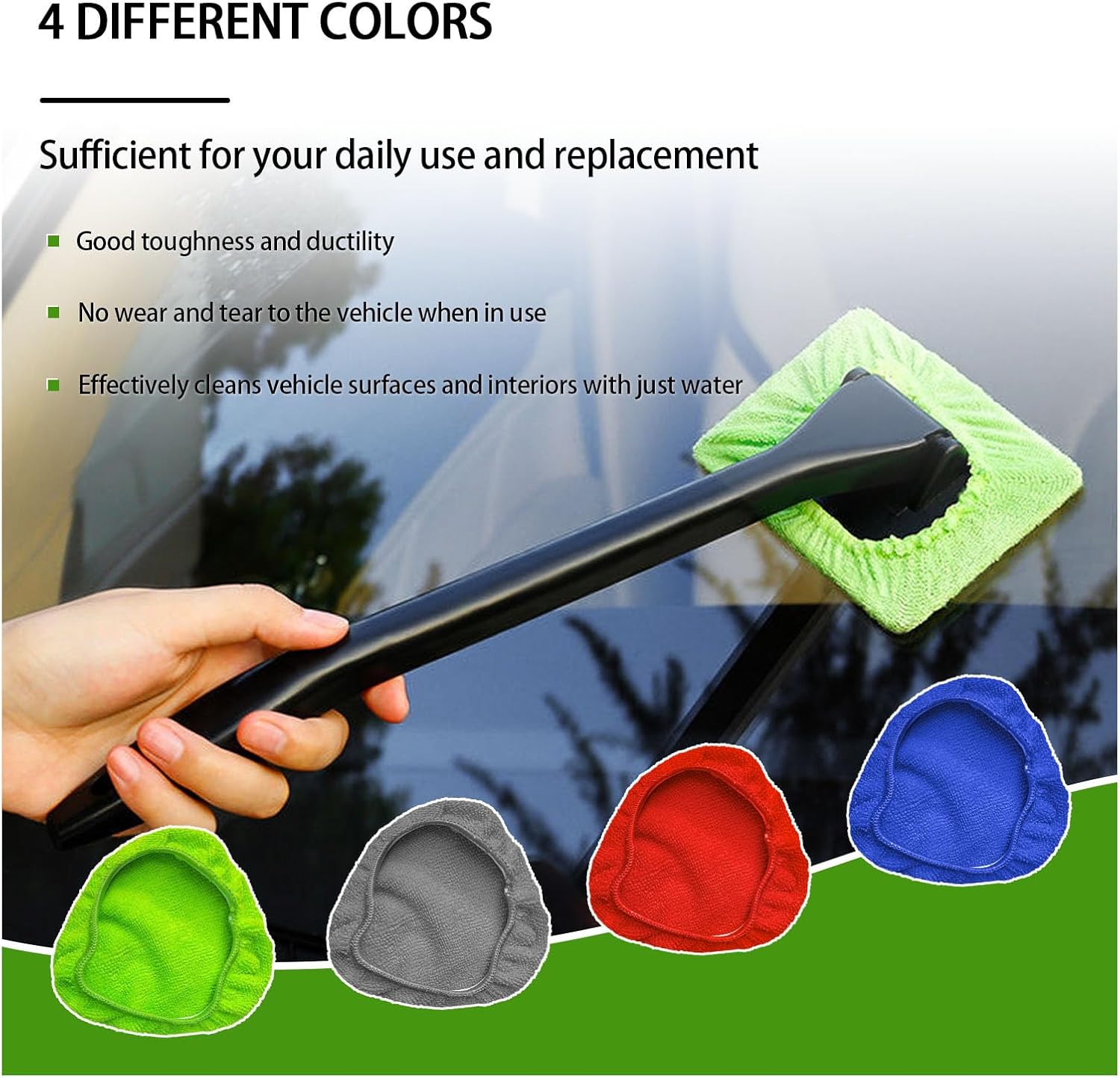 Ziciner 12 paños de microfibra para el cuidado del automóvil para limpiador de parabrisas, kit de cubierta de almohadillas de microfibra