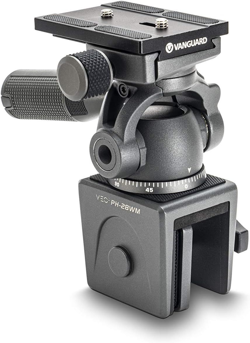 VANGUARD VEO2PH-28WM – Soporte de ventana de metal con cabezal panorámico y placa de liberación rápida compatible con Arca, gris oscuro