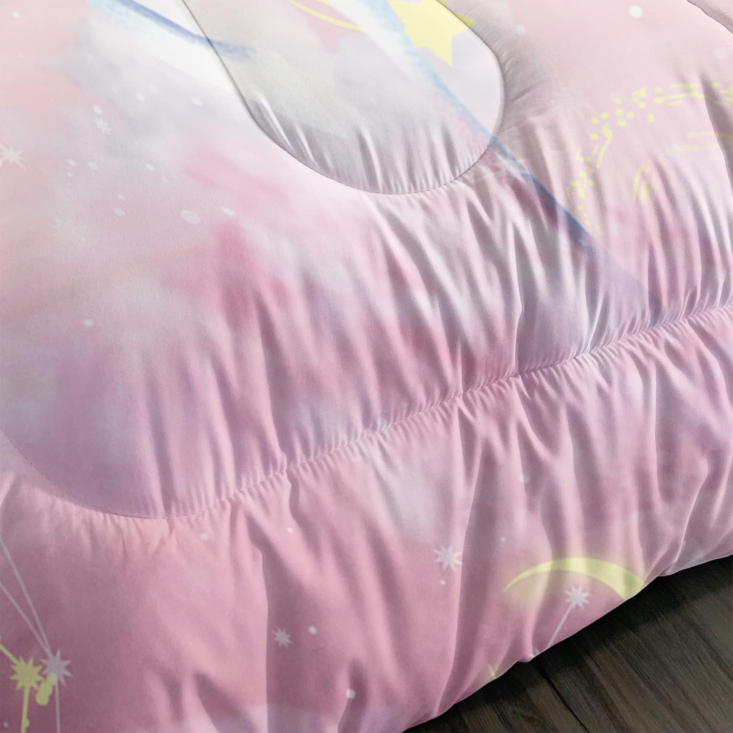 CVHOUSE Ecbttab047 – Juego de edredón rosa para niña, tamaño matrimonial, juego de ropa de cama con espacio de nube rosa para niños, ciervo y