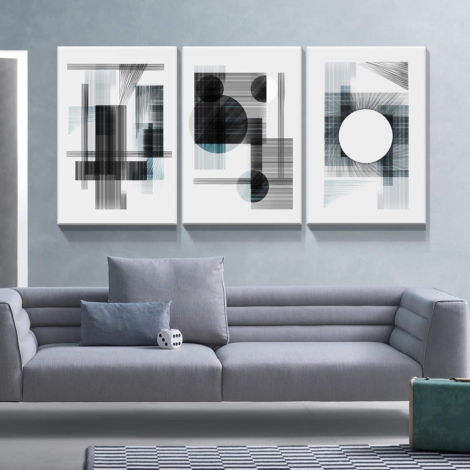 Denozer 3 paneles de arte abstracto moderno lienzo impresiones de arte de pared, decoración de pared para el hogar, baño, pósteres de decoración de