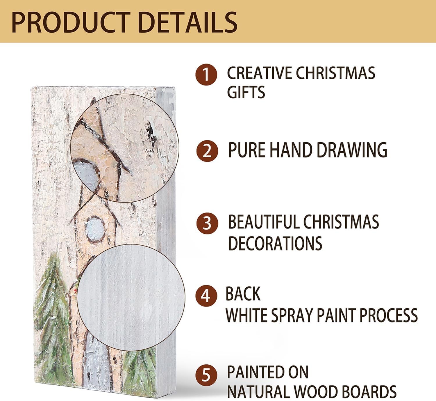 XIAOAIKA Pinturas hechas a mano de belenes, iglesias, cruces y la Virgen María en madera de madera natural. Navidad rústica, decoración navideña