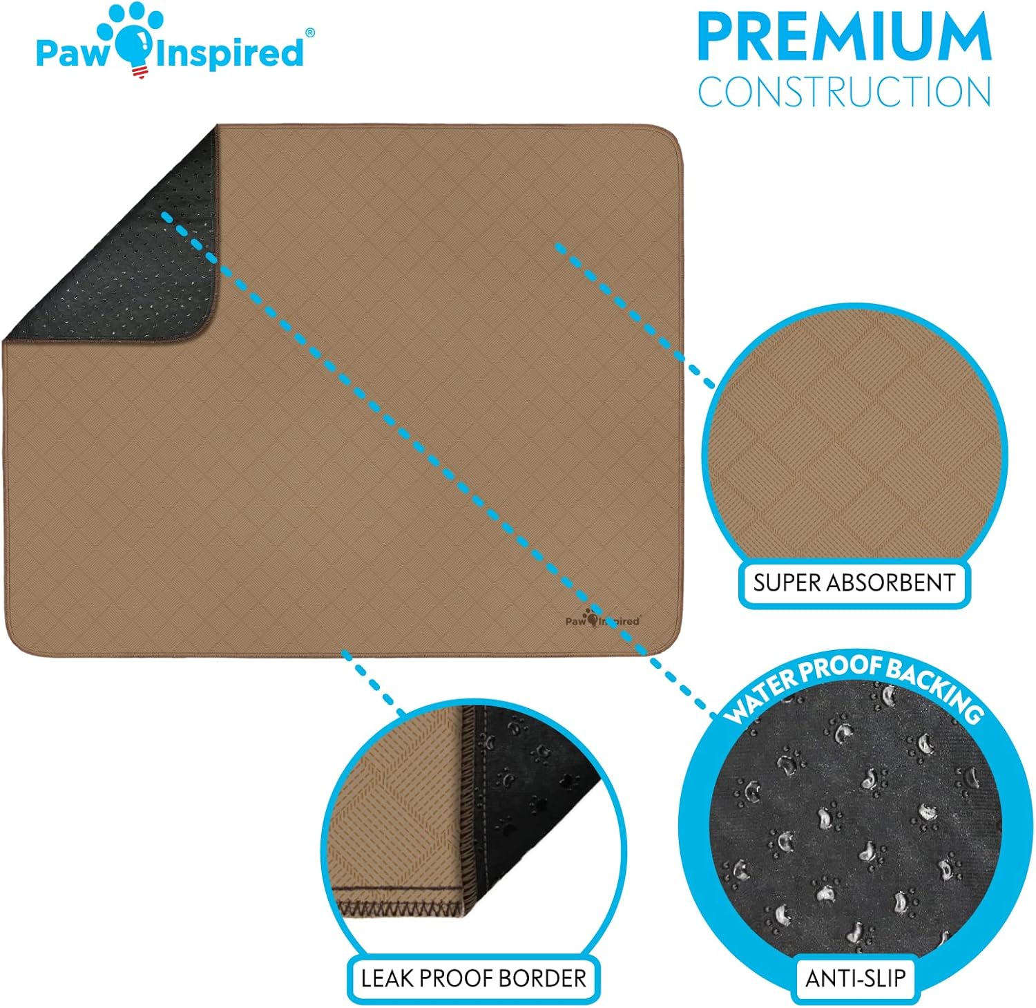 Paw Inspired Almohadillas lavables para orina para perros  Almohadillas reutilizables para cachorros  Almohadillas impermeables para parto