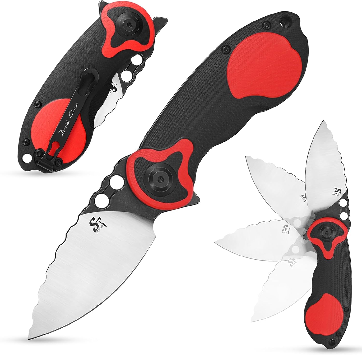 Sitivien ST161 – Cuchillo de bolsillo plegable, hoja de acero DC53 con mango G10, cuchillo de herramienta EDC de la serie del zodiaco chino para