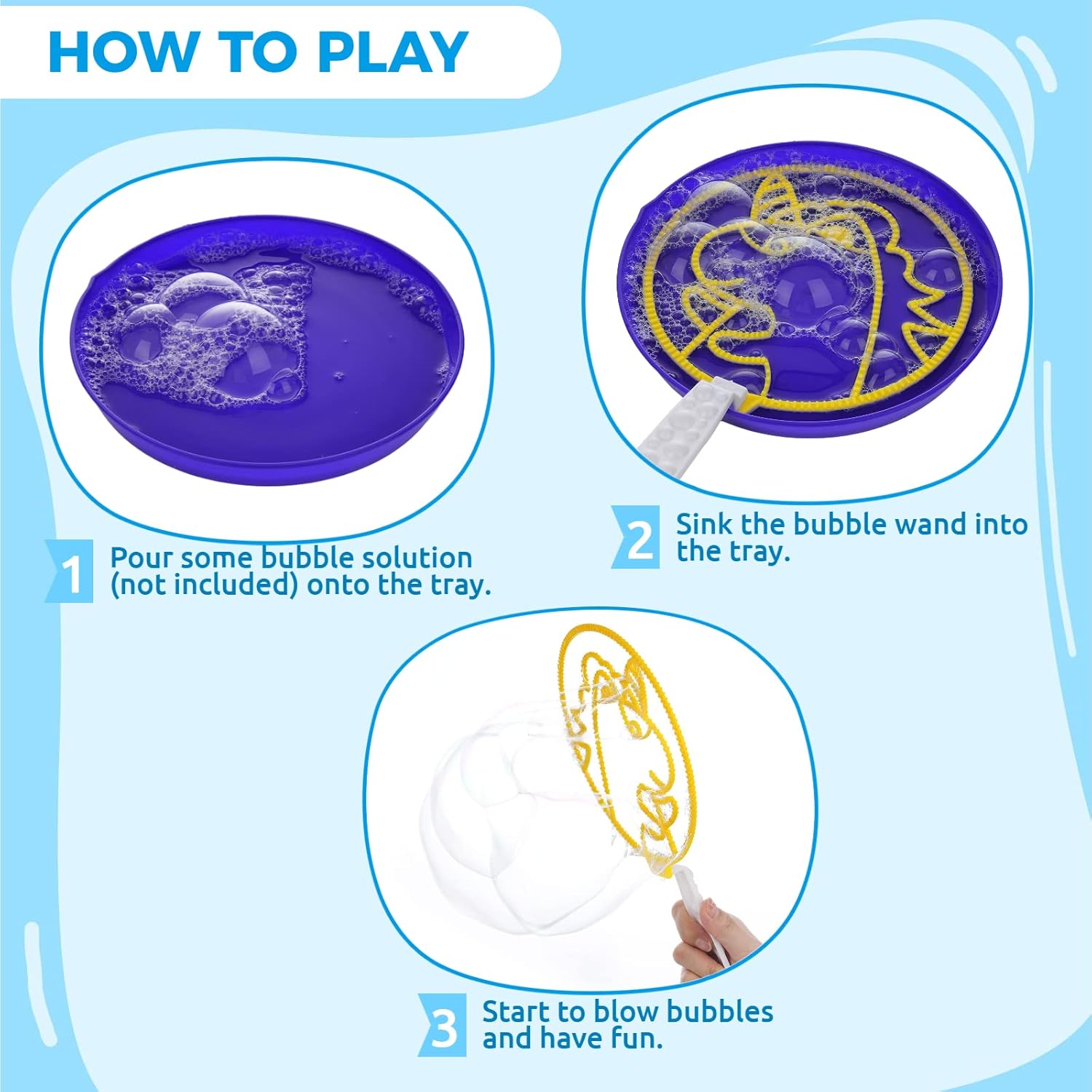 Juego de varitas de burbujas, juguetes de burbujas, varita de burbujas grandes con bandeja, agradable para jugar al aire libre, fiesta de cumpleaños