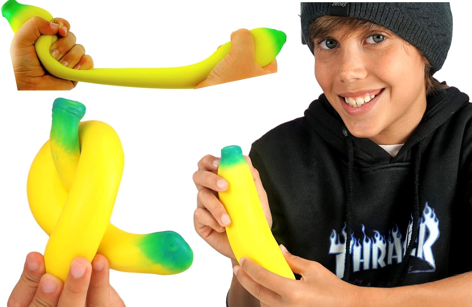 JA-RU – Plátano elástico de juguete (2 unidades) – Juguete para aliviar el estrés  Juguetes sensoriales para niños autistas y juguetes antiestrés