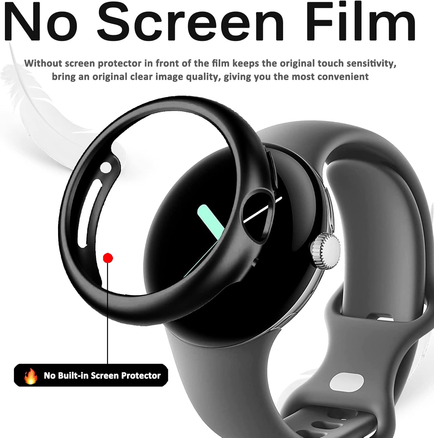 Miimall – Carcasa protectora para Pixel Watch (2 unidades) de policarbonato duro (sin protector de pantalla), ultrafina, ligera, a prueba de golpes,