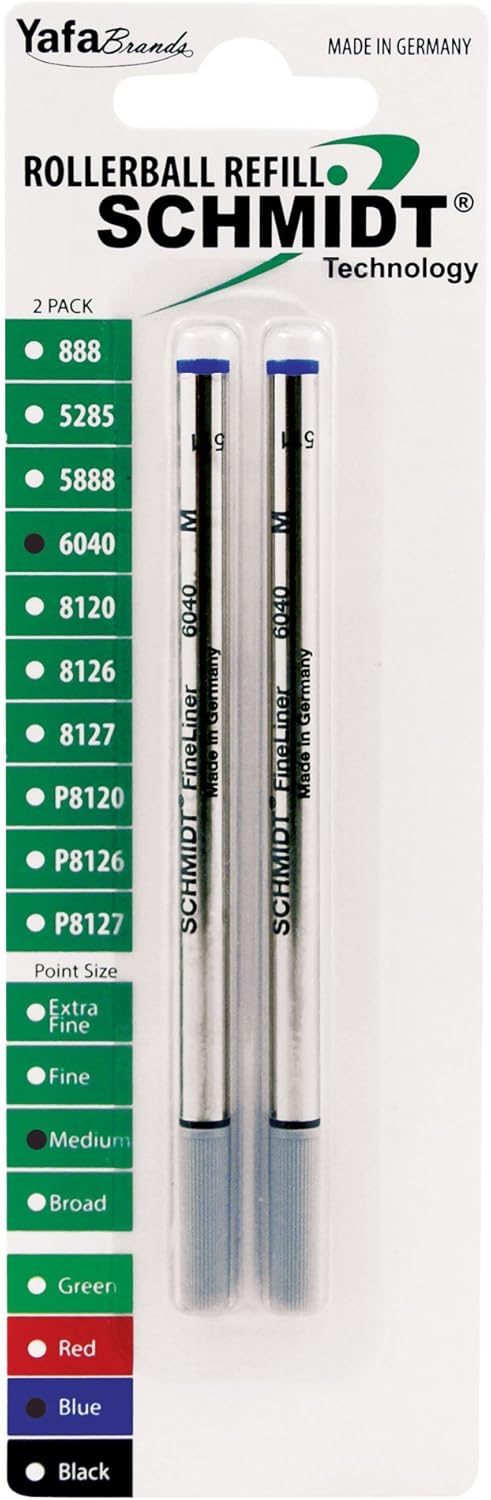 SCHMIDT 6040 Fineliner con recambio de resorte 0.039 in, punta azul, paquete de 2 ampollas (SC58118)