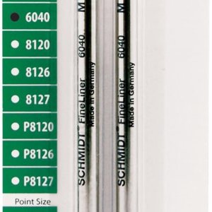 SCHMIDT 6040 Fineliner con recambio de resorte 0.039 in, punta azul, paquete de 2 ampollas (SC58118) SCHMIDT 6040 Fineliner con recambio de resorte 0.039 in, punta azul, paquete de 2 ampollas (SC58118)