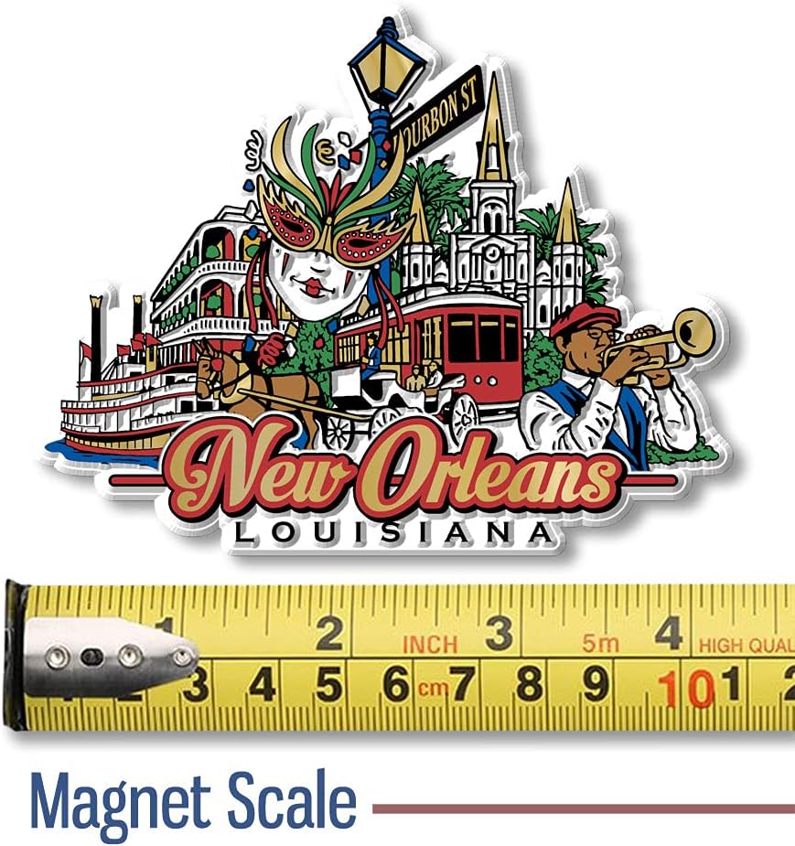 Imán de la ciudad de Nueva Orleans por Classic Magnets, recuerdos coleccionables fabricados en los Estados Unidos, 4.1 x 3.3 pulgadas