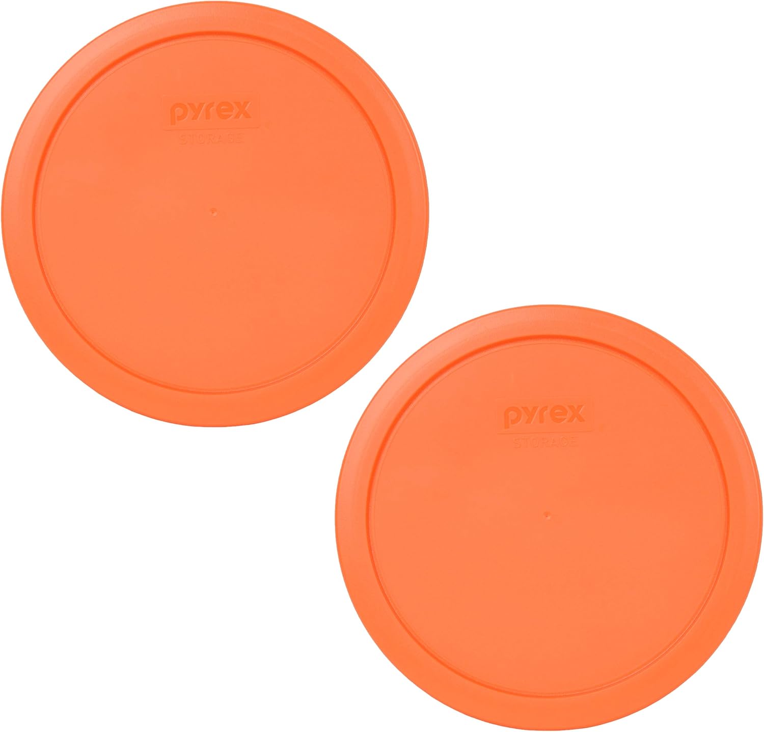Pyrex 7402-PC – Tapa redonda de plástico para almacenamiento de alimentos de 67 tazas, color naranja, paquete de 2, fabricada en los Estados Unidos