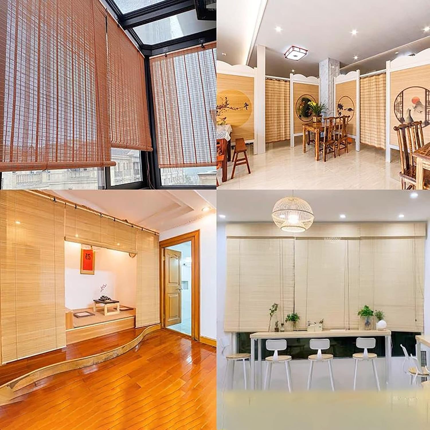 Cortina de bambú, Persianas enrollables, Balcón Cortinas opacas de salón de té Partición de bambú Persianas enrollables Hotel B&b Restaurante