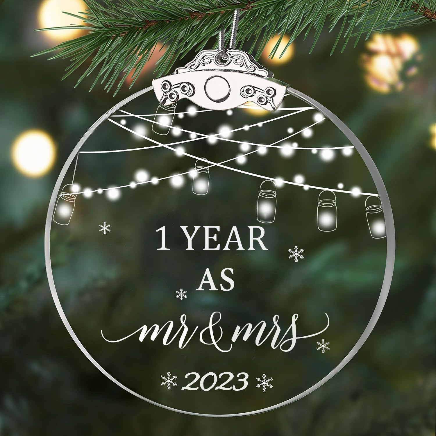 Adornos de aniversario de 1 año para parejas, primer regalo de boda para marido y esposa, adornos de cristal de 3 pulgadas, recuerdo de aniversario