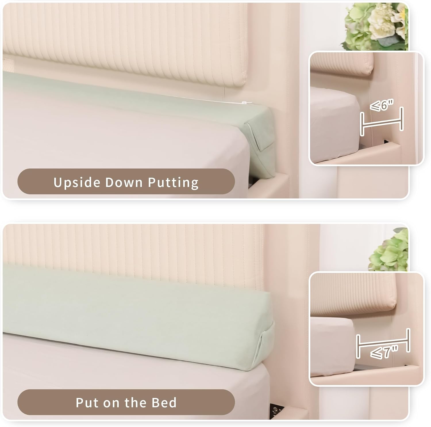 Aurako Almohada de cuña para cama de tamaño individual, almohada para cabecero, colchón de cuña, relleno de huecos de cama, triángulo, cuñas de