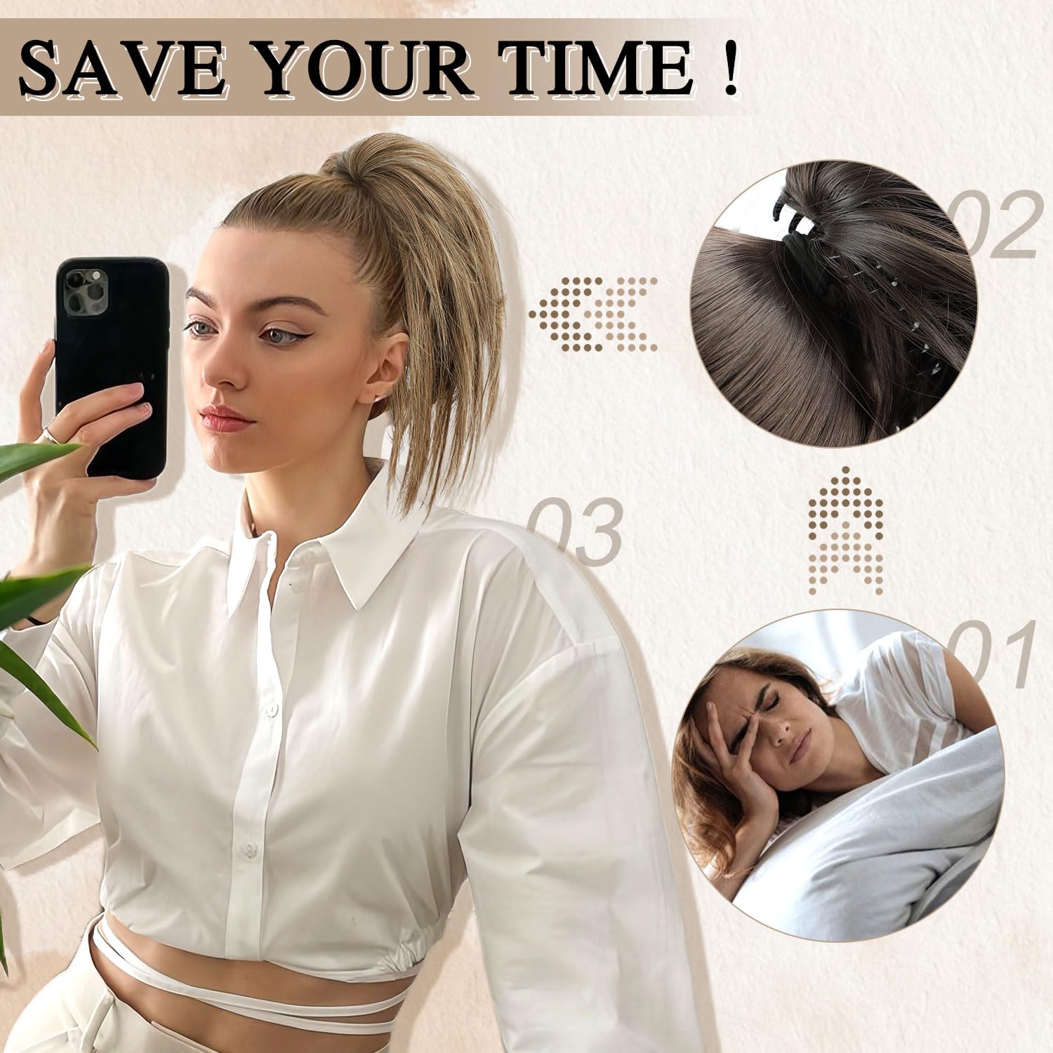 DOROJJ Moño desordenado, moño sintético despeinado, pieza de pelo corto, extensión de pelo sintético con banda de goma elástica, accesorios para