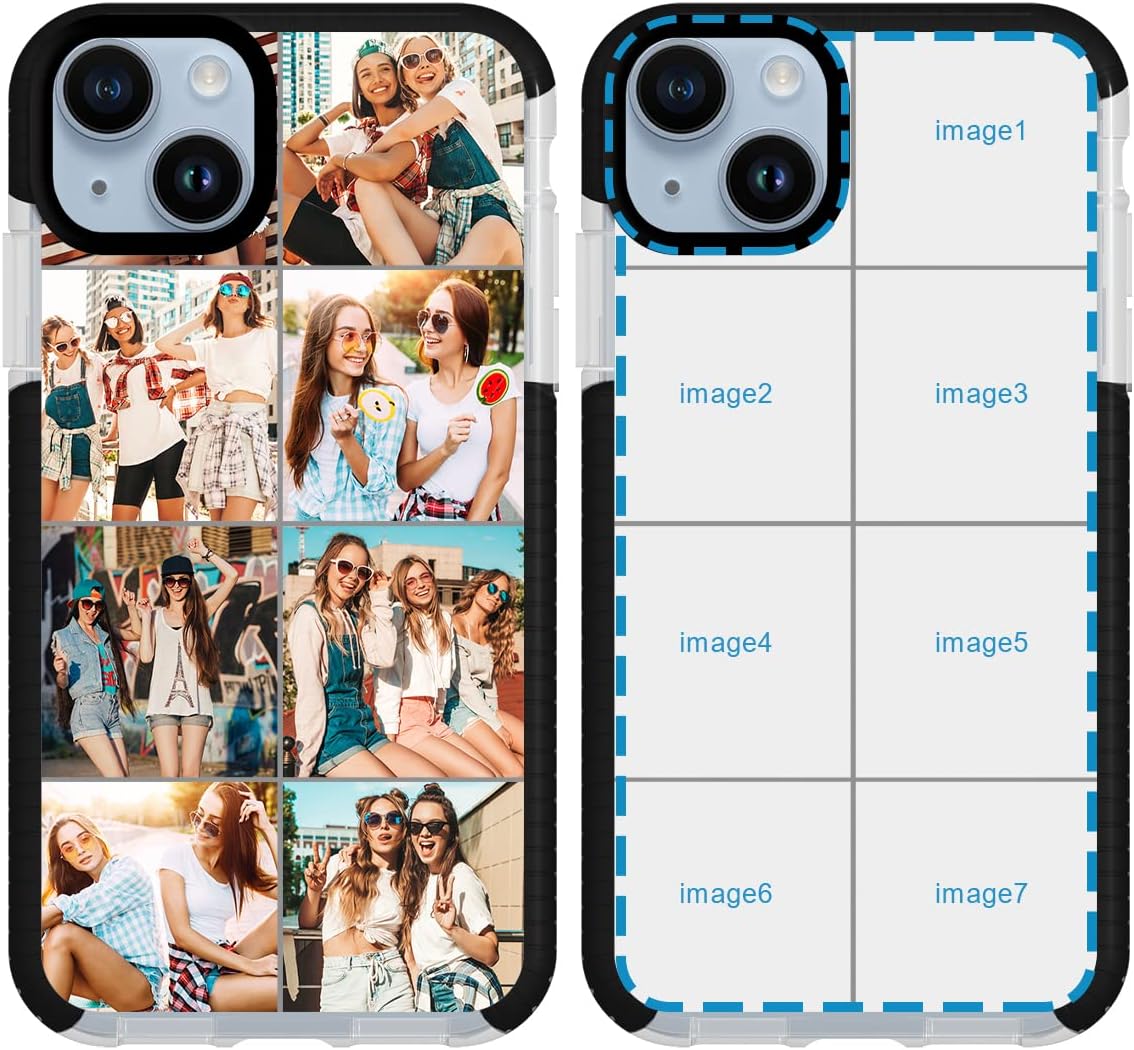 Funda de teléfono personalizada para iPhone 15 Plus, fotos personalizadas de collage de múltiples imágenes, resistente a los impactos, funda