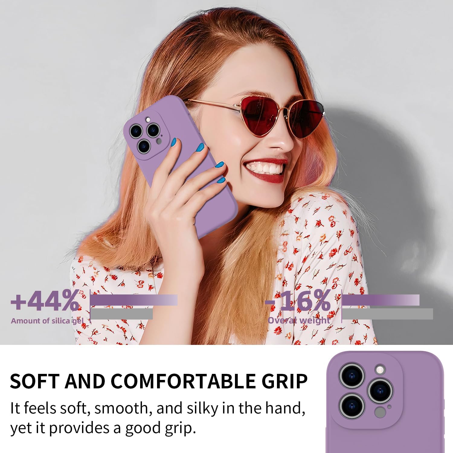 bicol Funda compatible con iPhone 15 Pro con protector de pantalla, protección mejorada del lente de la cámara, funda protectora de silicona líquida