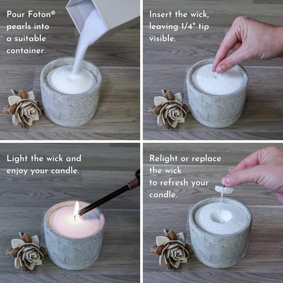 Foton Pearled Candle – Vela en polvo de 18 onzas  Sidra nevada no tóxica de lujo de larga duración hasta 120 horas  Vela de arena recargable con 30