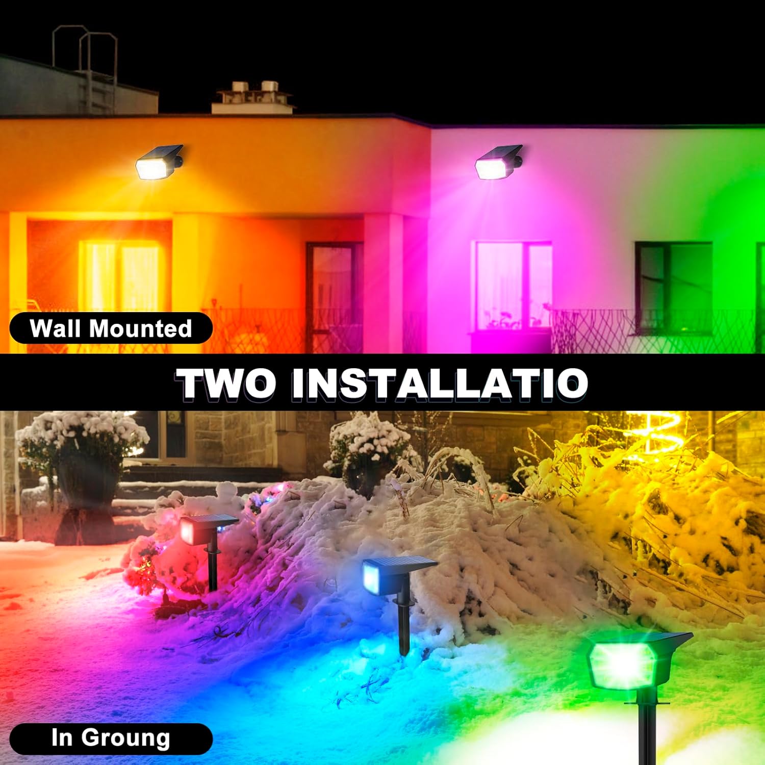 Luces solares que cambian de color al aire libre, 59 luces LED RGB solares para exteriores con 9 modos de iluminación, encendidoapagado automático