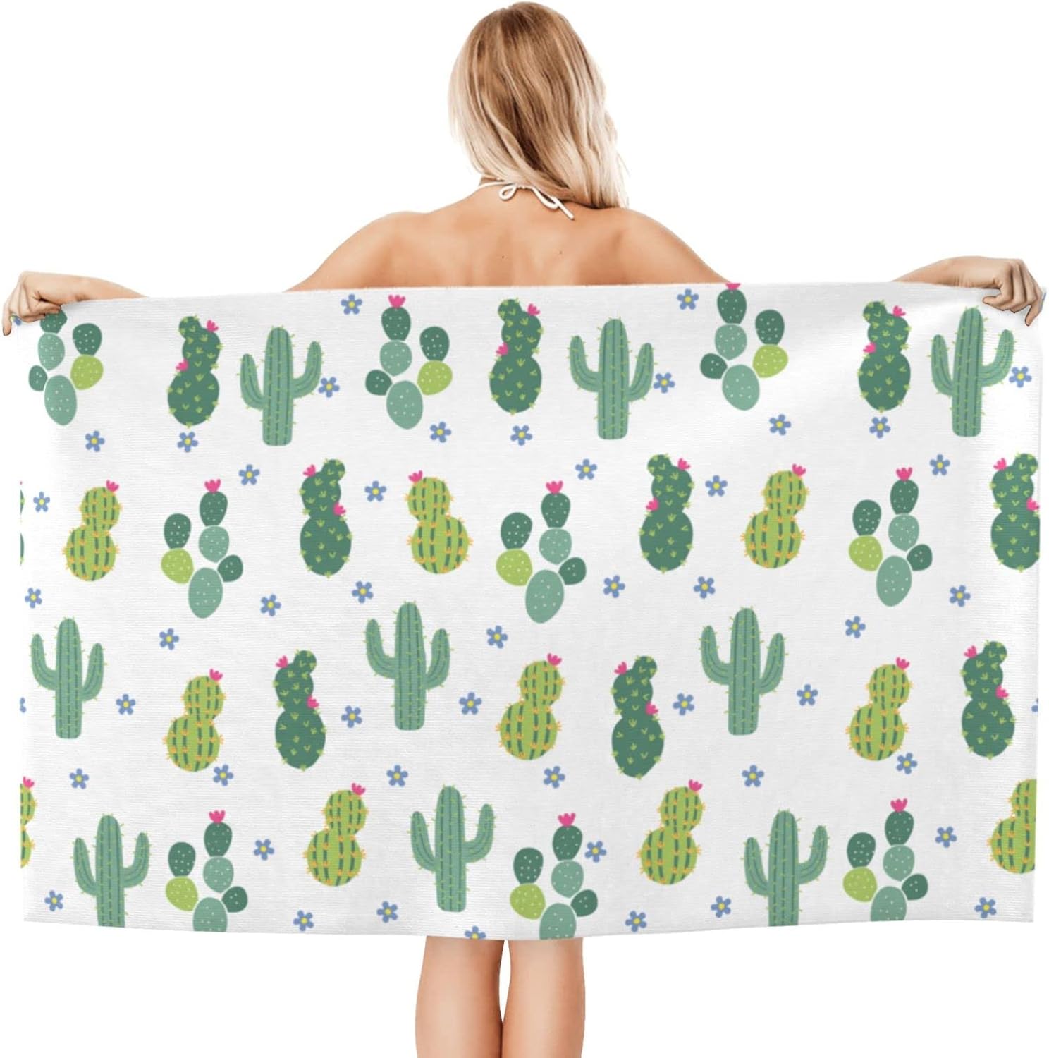 Lindas toallas de playa de plantas de cactus sin arena, suaves y de secado rápido, toallas de baño agradables al tacto y absorbentes, adecuadas para
