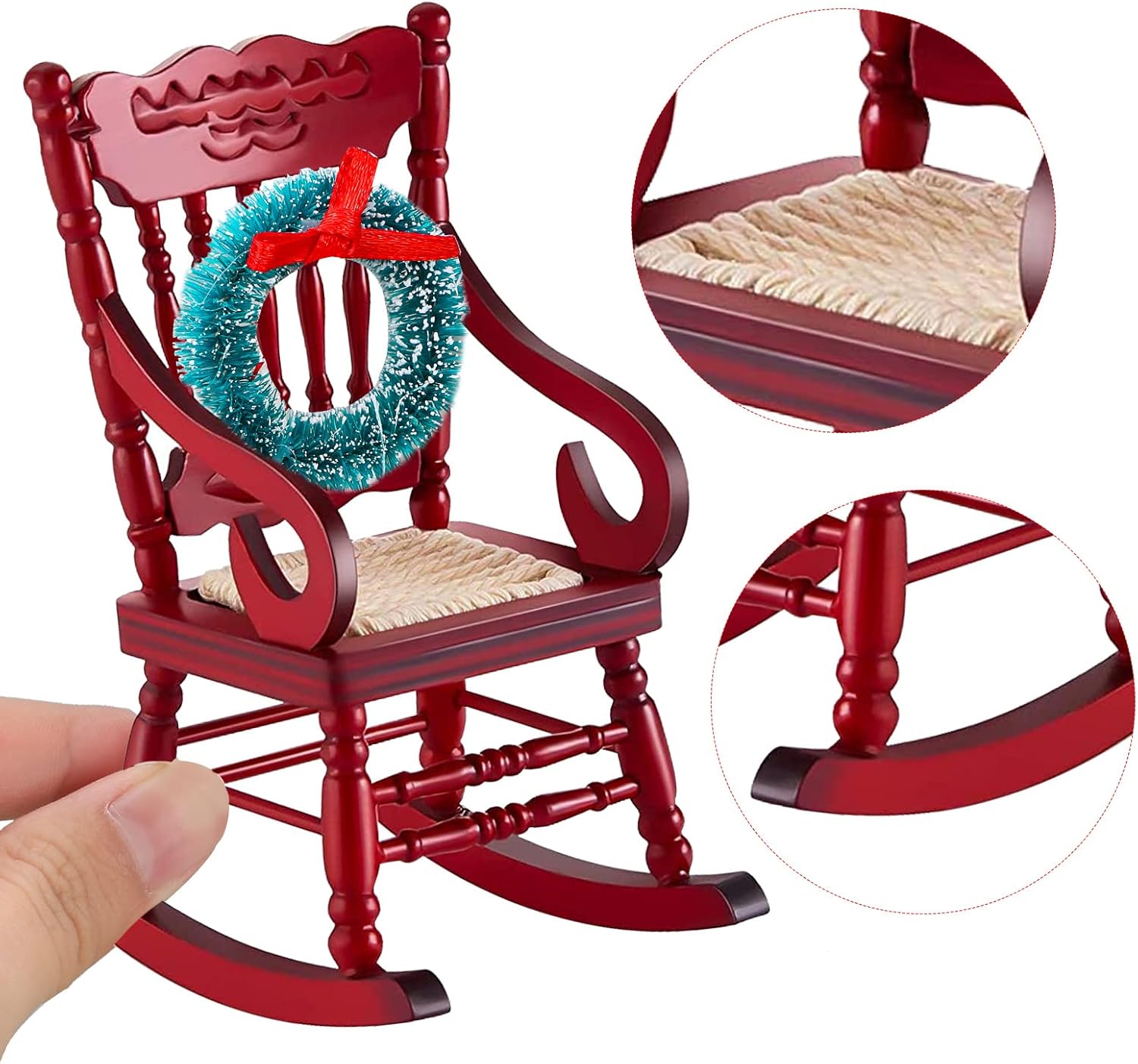 Juego de 9 linternas navideñas de memoria, incluye sillas de modelo de Navidad a escala 112, árbol de Navidad, cajas de regalo, corona multicolor