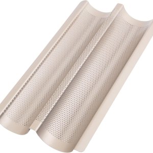 Bandeja antiadherente para hornear baguette  Bandeja de pan francés para 2 baguettes perfectamente horneadas  Bandeja perforada para hornear Bandeja antiadherente para hornear baguette  Bandeja de pan francés para 2 baguettes perfectamente horneadas  Bandeja perforada para hornear
