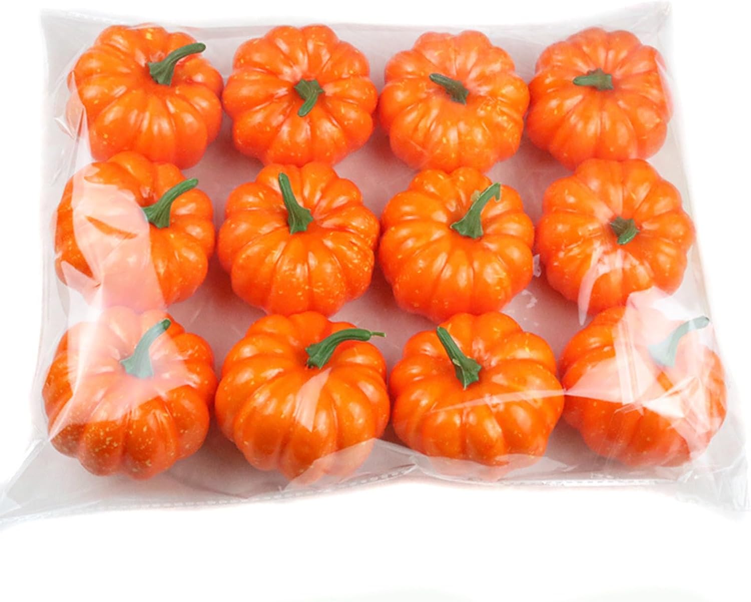 Calabazas artificiales, decoración de otoño, juego de 12 calabazas falsas, calabazas de espuma naranja, calabazas de plástico, calabazas sintéticas