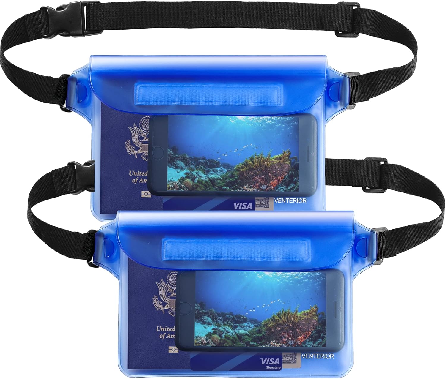 Riñonera impermeable paquete de 2  Accesorios de playa Bolsa seca Riñonera impermeable para natación, esnórquel, vela, kayak, playa, piscina,