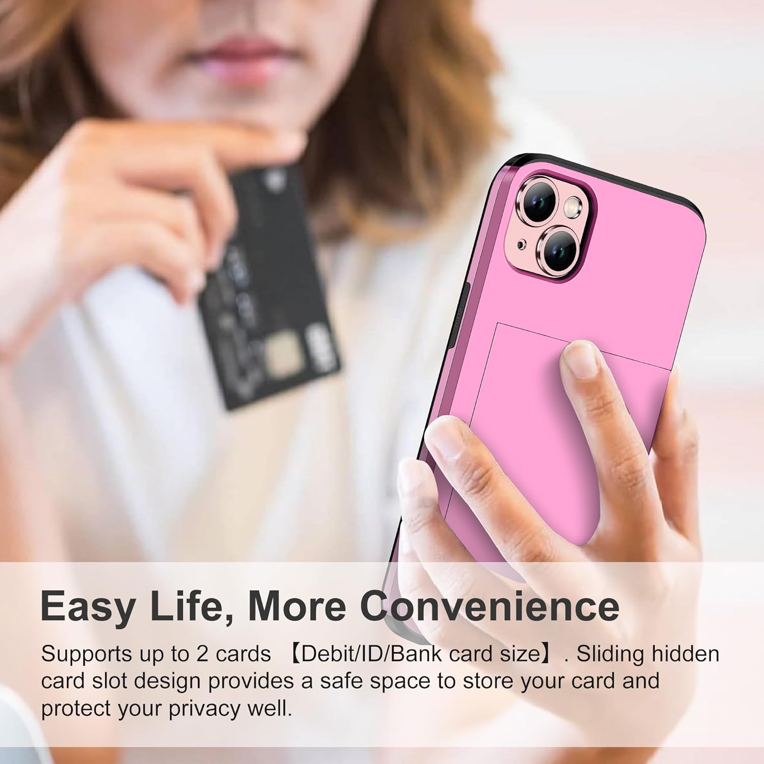 SAMONPOW Funda 4 en 1 para iPhone 15 con tarjetero, protector de pantalla y funda para cámara, funda híbrida tipo cartera para iPhone 15 de cuerpo