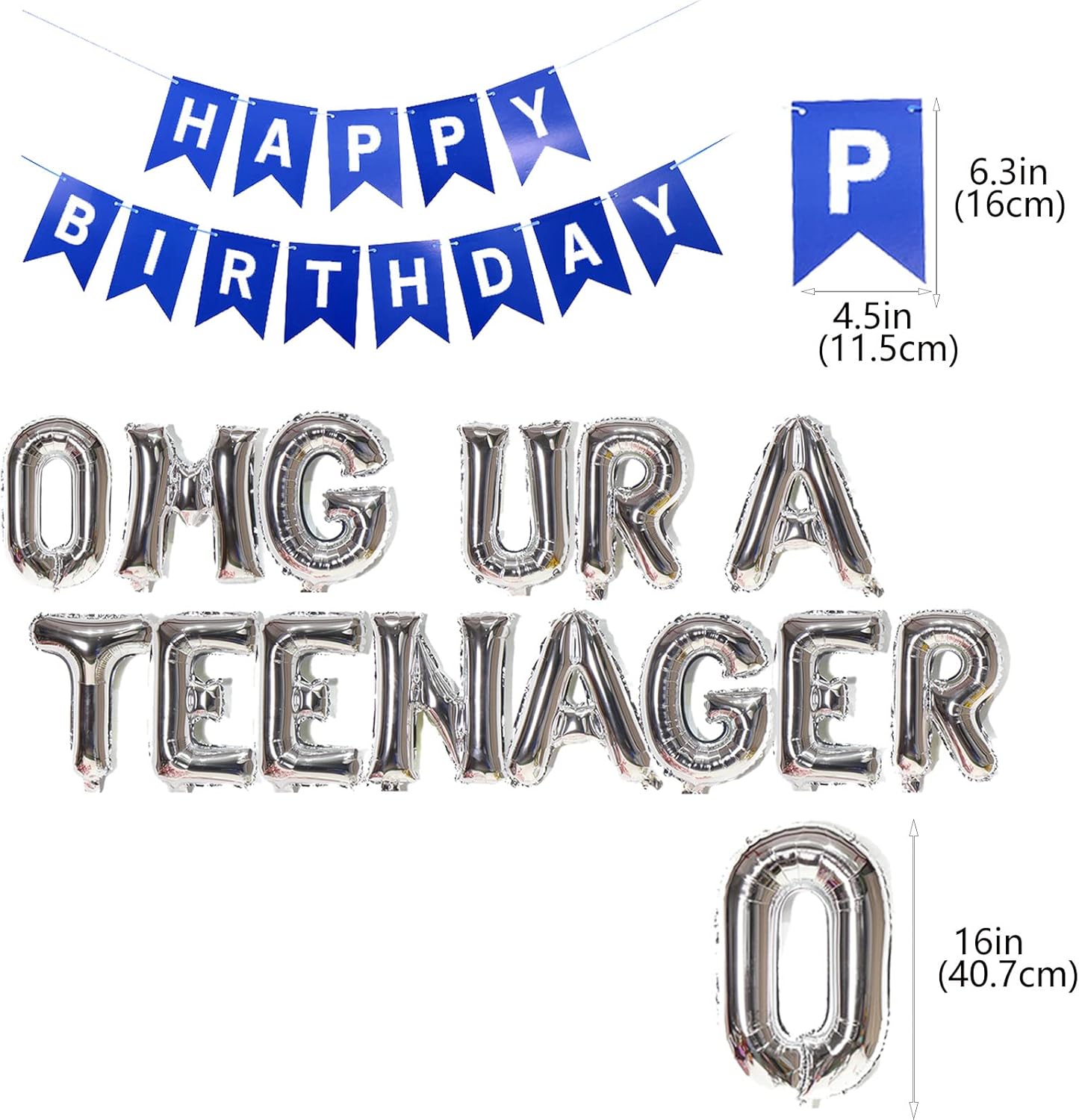 Decoraciones de cumpleaños número 13 azules para niños, decoración de cumpleaños de 13 años OMG UR A, pancarta azul de 13 cumpleaños número 13