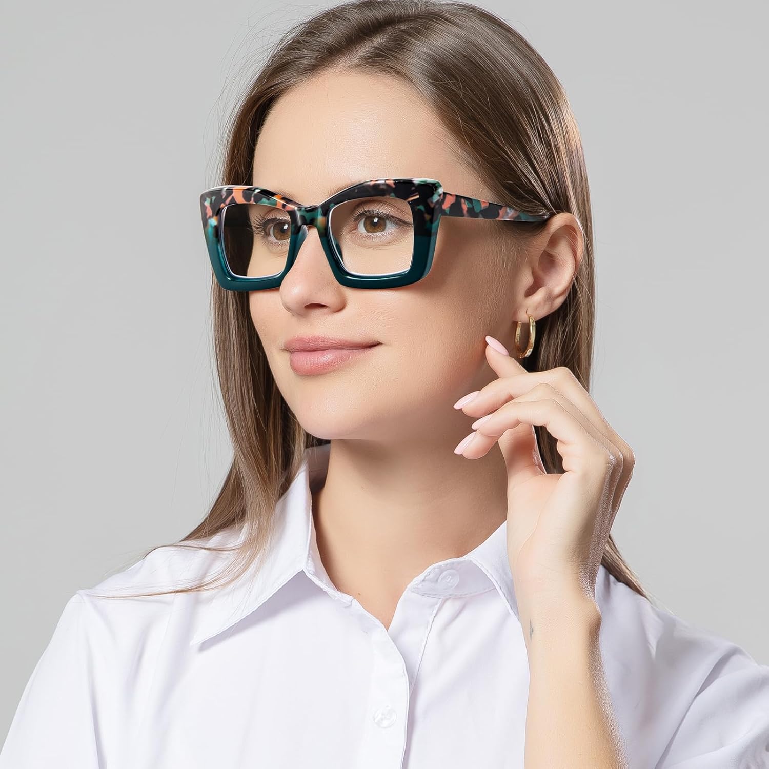 DXYXYO Lentes de lectura cuadrados de gran tamaño para mujer, bloqueo de luz azul, estilo Oprah, marco grueso, lectores con bisagra de resorte