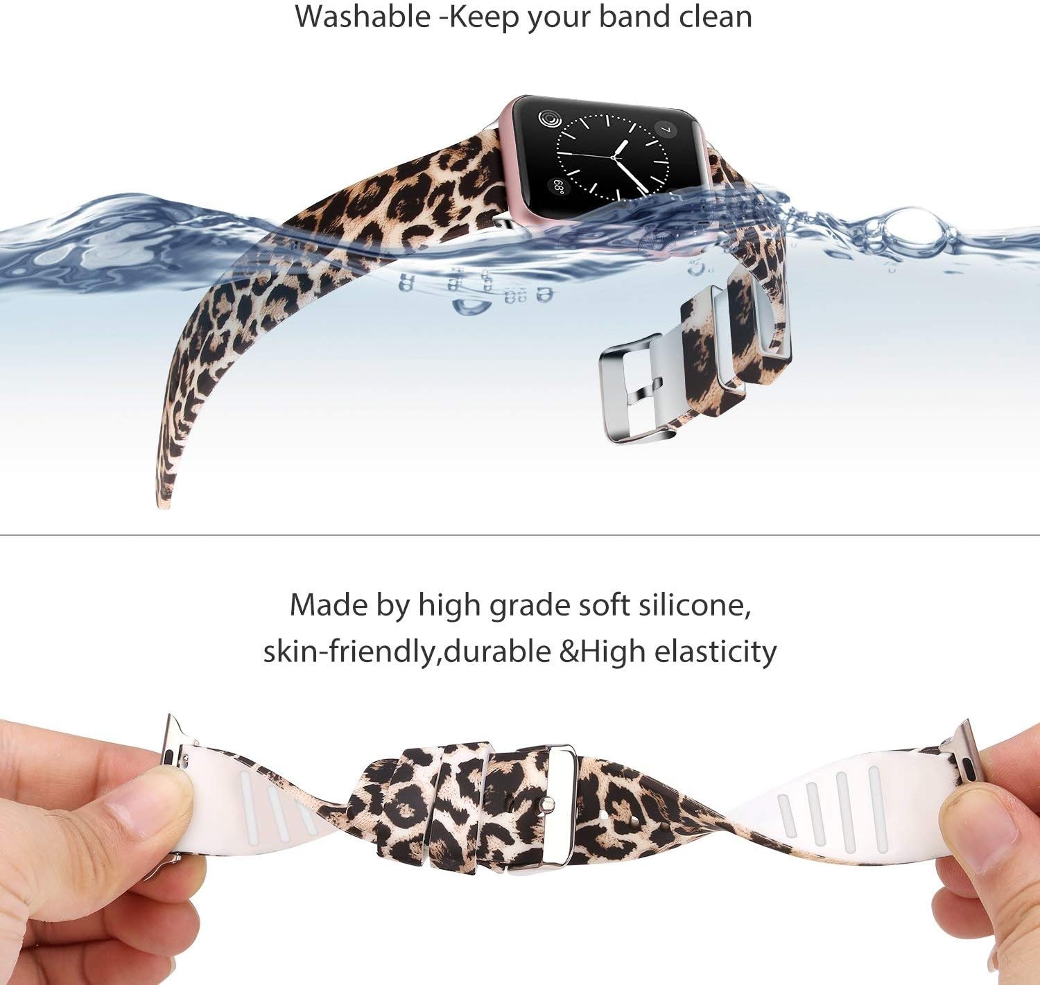 Correa de reloj de silicona compatible con Apple Watch Band de 1.496 in 1.575 in 1.614 in 1.654 in 1.732 in 1.772 in 1.929 in, correas deportivas de