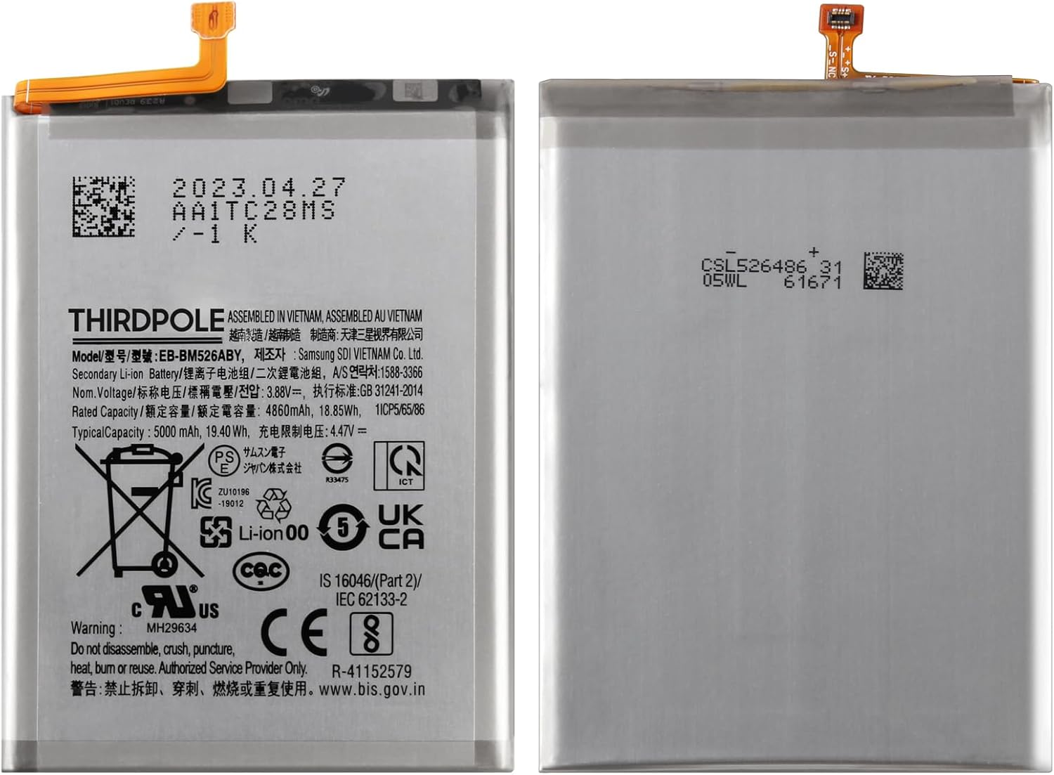 Reemplazo original de la batería para Samsung Galaxy A23 5GM52 5G EB-BM526ABY 5000mAh capacidad estándar SM-M526 SM-A236 batería incluye kit