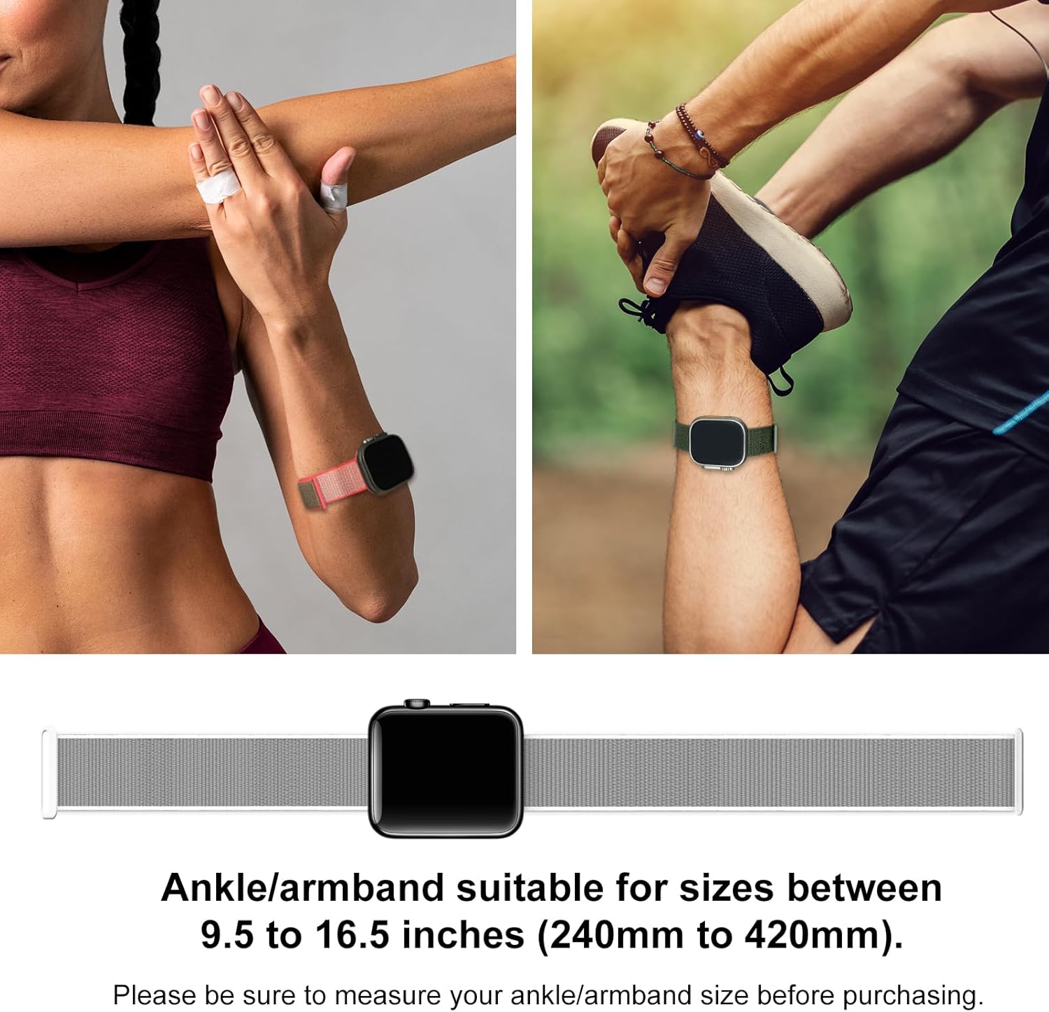 Correa de nailon compatible con Apple Watch Band para iWatch SE Ultra Series 8 7 6 5 4 3 2 1, correa de tobillo transpirable para 1.929 in 1.772 in