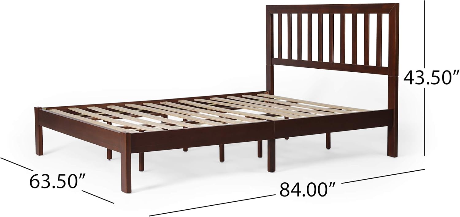 Christopher Knight Home Eunice – Plataforma de cama Queen de madera de acacia, roble oscuro